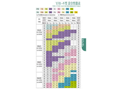 YFB-V型 真空性能表